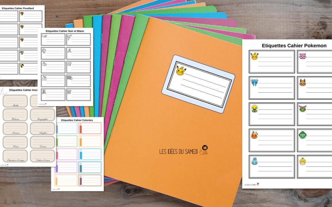 Cahiers colorés avec étiquettes personnalisées à imprimer pour la rentrée