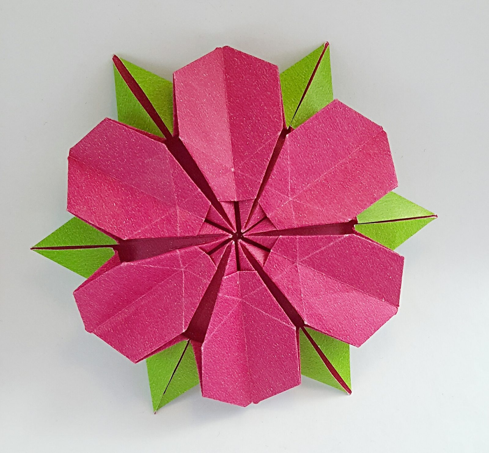 Fleur en origami pliée dans un papier fin et coloré