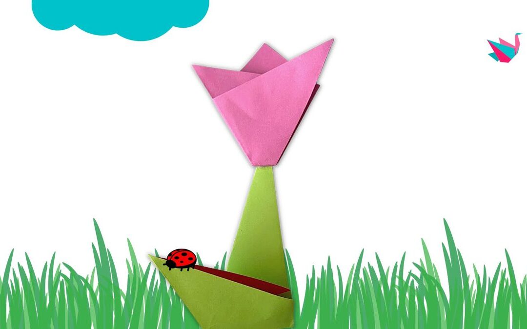 Tulipe en origami : le tuto facile pas à pas (fleur + tige)