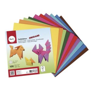 Rayher Papier Origami 100 feuilles 15x15 cm — 10 couleurs, 80 g/m², double face FSC
