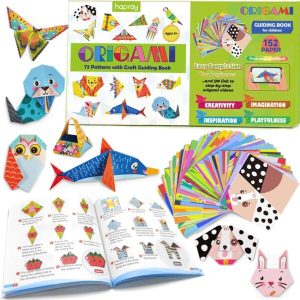 hapray Kit Origami Enfant 6-12 Ans - 144 Feuilles, 72 Motifs et Livre Guide