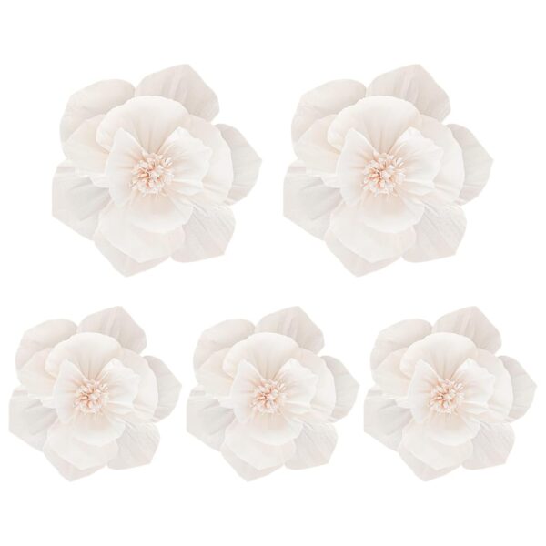 FSSTUD - Lot de 5 grandes fleurs en papier crépon pour décoration de fête (25 & 30 cm)
