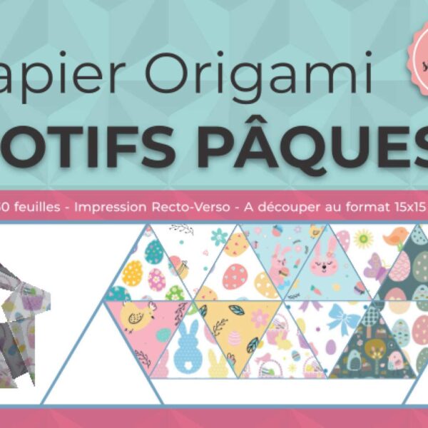 Papier Origami Motifs de Paques - Bloc de 30 feuilles 15x15 cm recto-verso, GinSan