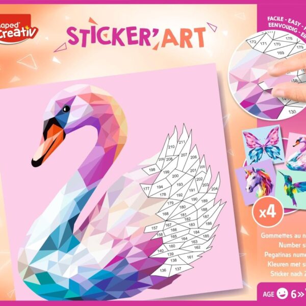 Maped Creativ Sticker'Art – Activité gommettes numérotées, 600 gommettes + 4 cartes, dès 6 ans