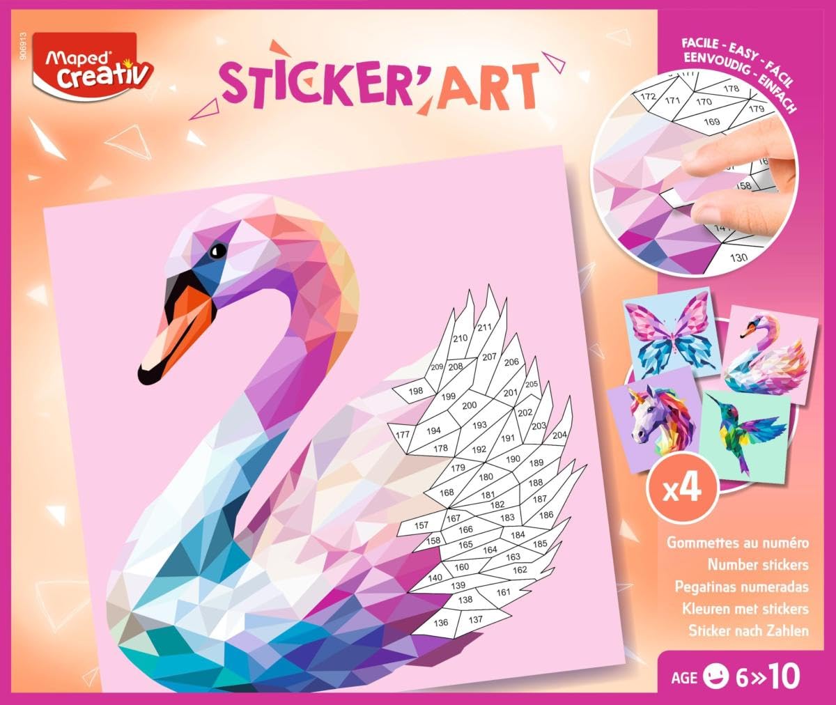 Maped Creativ Sticker'Art – Activité gommettes numérotées, 600 gommettes + 4 cartes, dès 6 ans