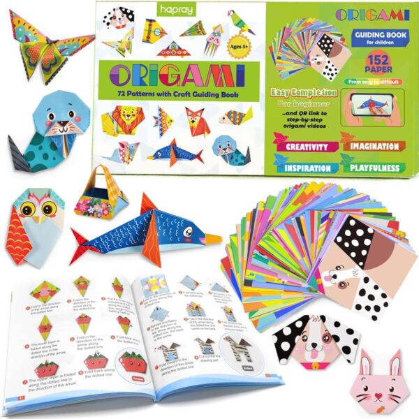 hapray Kit Origami Enfant 6-12 Ans - 144 Feuilles, 72 Motifs et Livre Guide