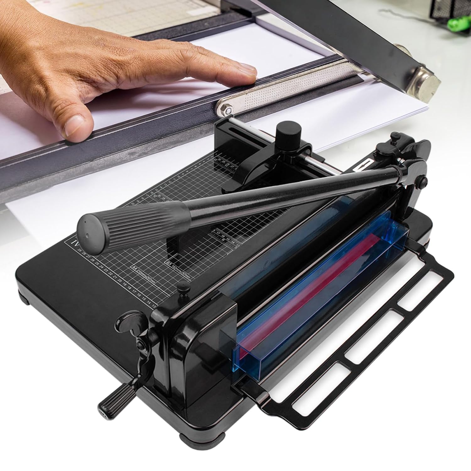 Massicot A4 Naturalpowev - Coupe-papier guillotine tout métal, capacité 500 feuilles, noir