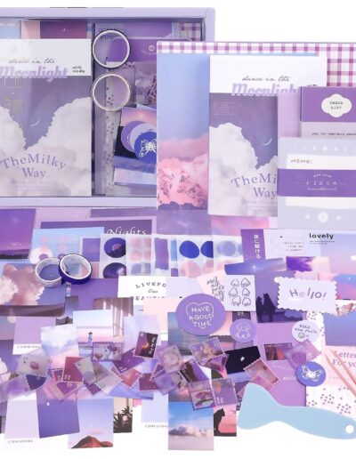 Kit d'accessoires de scrapbooking vintage — 348 pièces (carnet A6, stickers, papiers, outils)