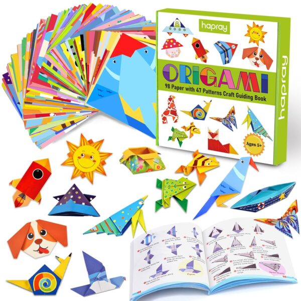 hapray Kit d'origami enfant — 98 feuilles, 47 modèles, guide illustré