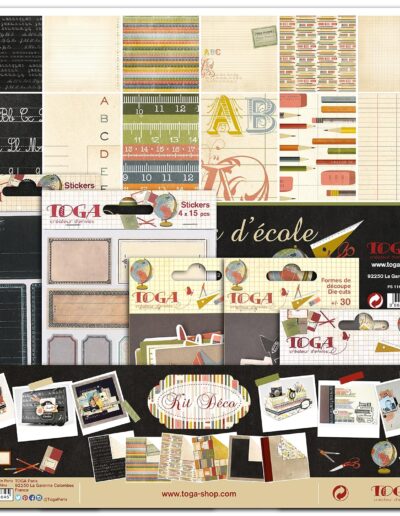 Toga KTU25 – Kit de scrapbooking « Souvenirs d'École », papier multicolore
