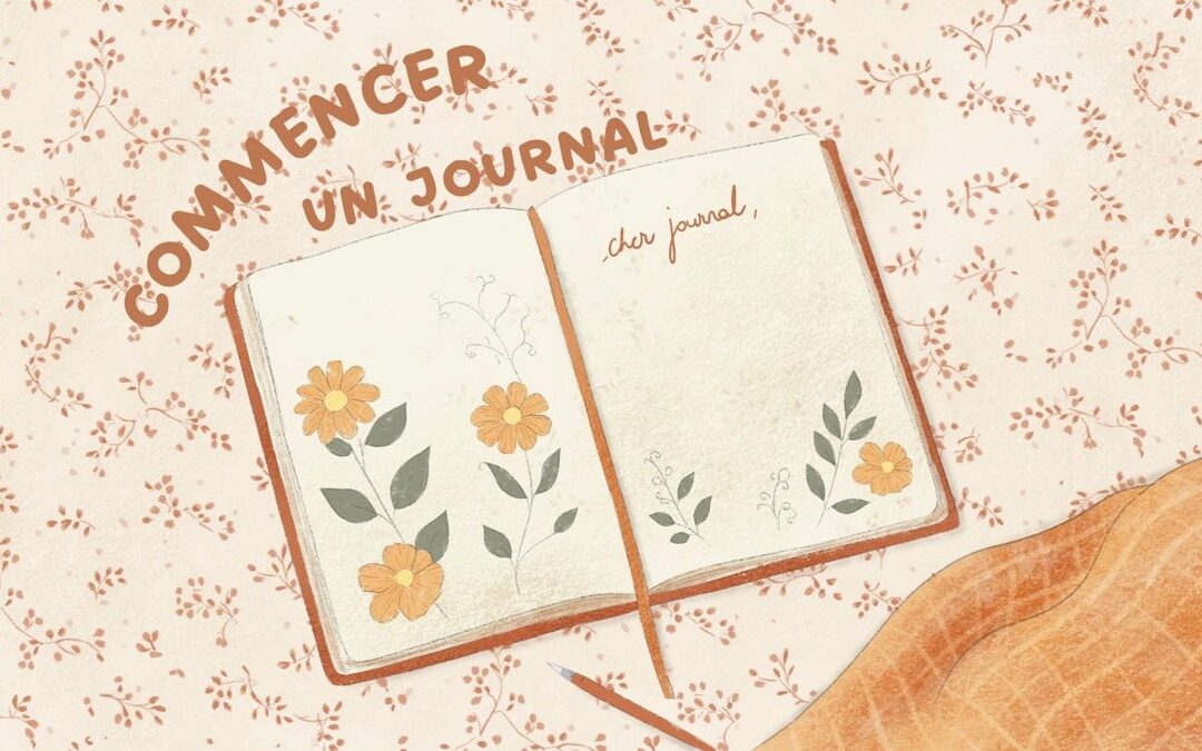 Journal de gratitude ouvert avec un stylo, ambiance chaleureuse et papeterie