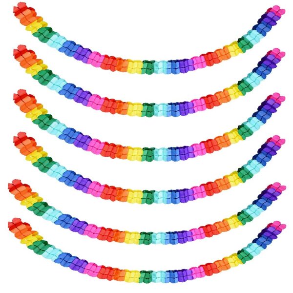 Guirlandes en papier GOIEHIR — Lot de 6, multicolores (motif trèfle), 29 cm