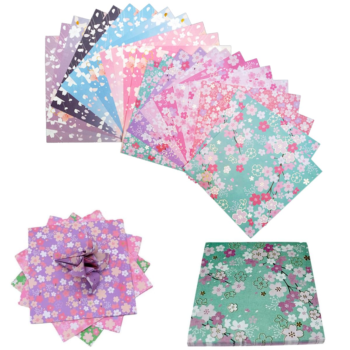 Papier Origami Fleurs de Cerisier — 120 feuilles double face 15 x 15 cm