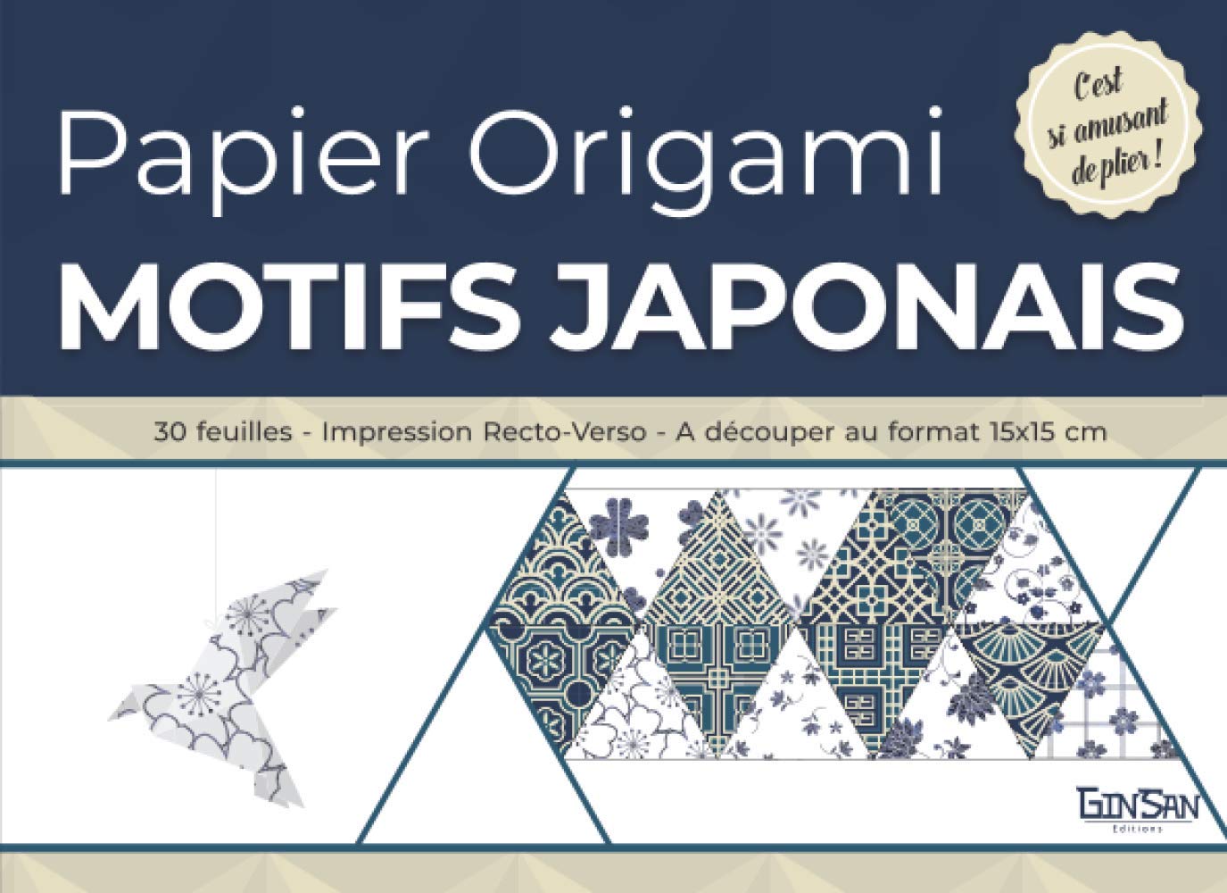 Papier Origami Motifs Japonais — Bloc de 30 feuilles 15 x 15 cm recto/verso