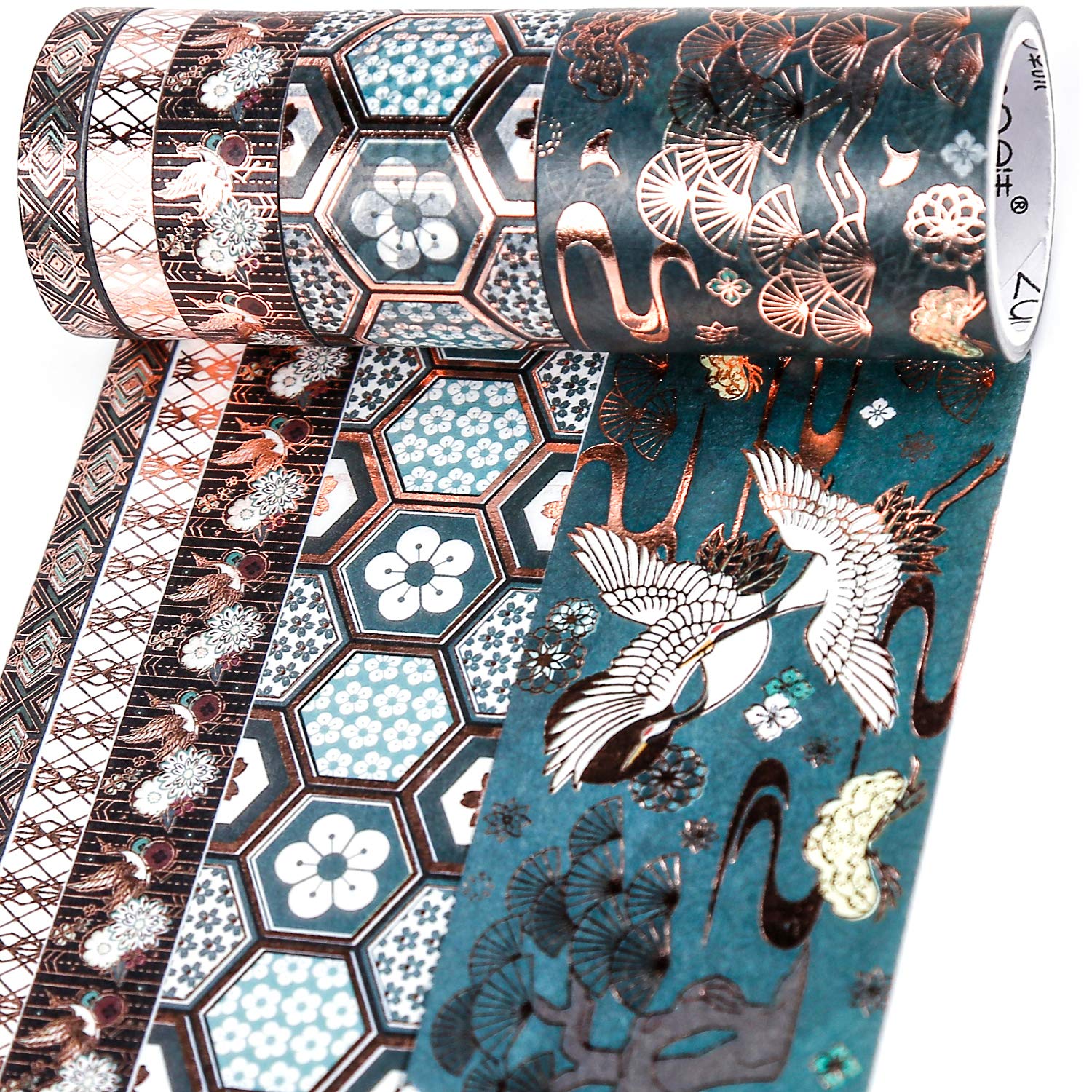PuTwo Washi Tape — Lot de 5 rubans adhésifs décoratifs washi (8 à 50 mm) pour scrapbooking et journaling