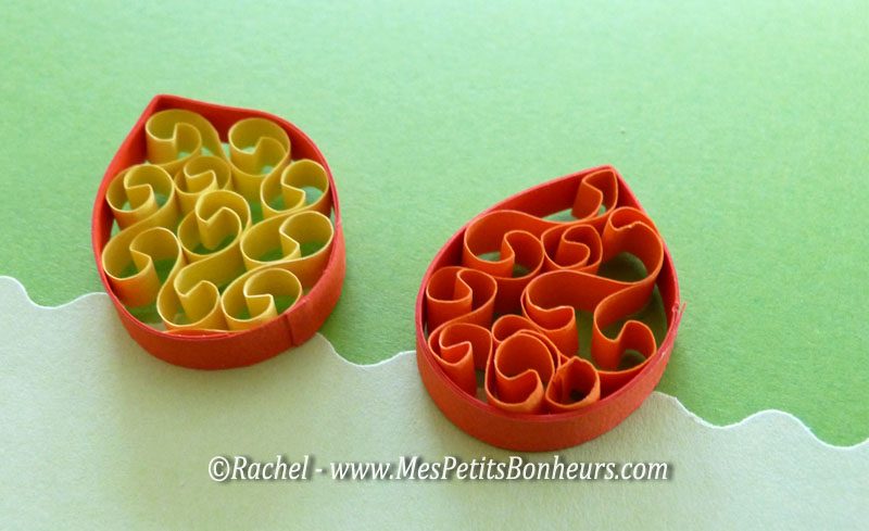 Rouleaux de papier en forme de bouclettes pour composer des tulipes en quilling