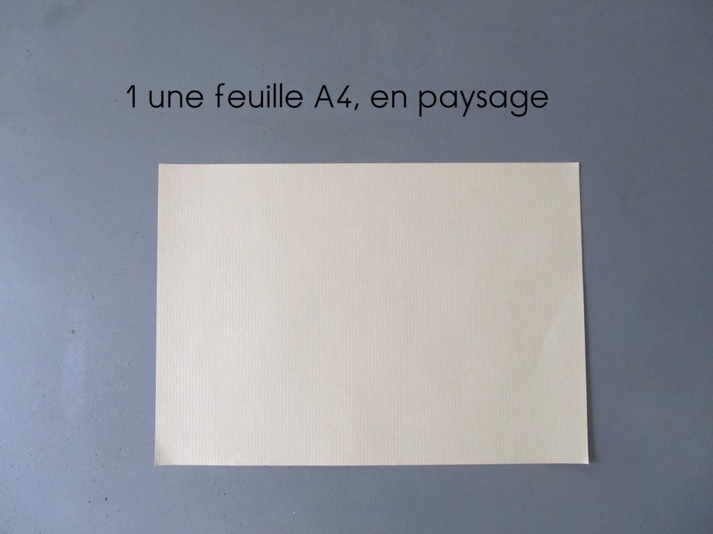 Materiel pour fabriquer un sac en papier : feuille, regle, colle