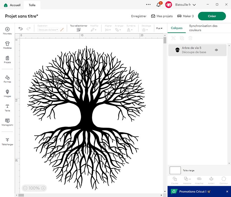 Fichier SVG importé et prêt à être inséré dans Cricut Design Space