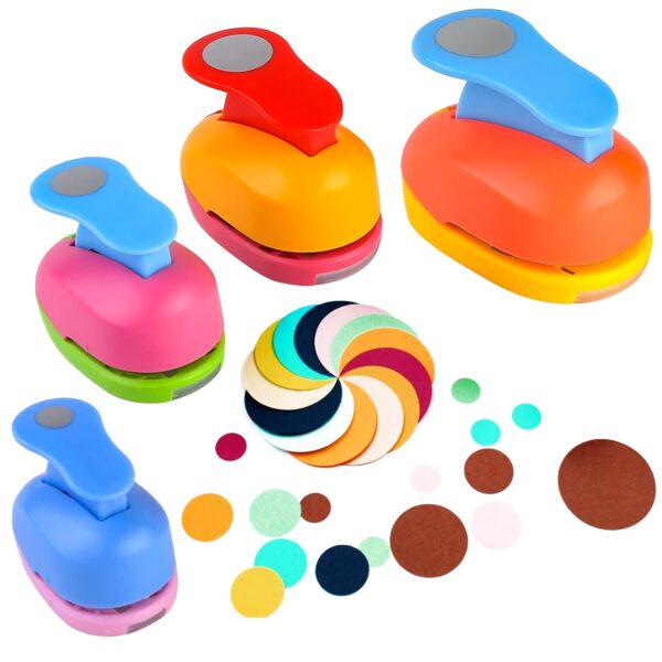 Vegena Lot de 4 Perforatrices Rondes pour Scrapbooking et Cartes