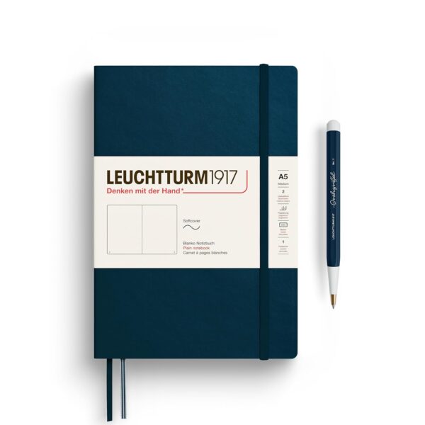 Leuchtturm1917 Carnet A5 Souple Deep Sea/Blanc – 123 pages numérotées