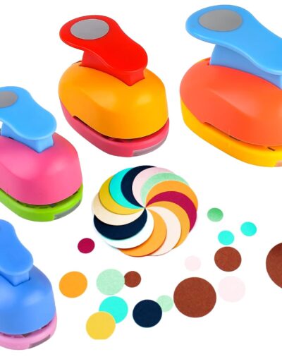 Vegena Lot de 4 Perforatrices Rondes pour Scrapbooking et Cartes