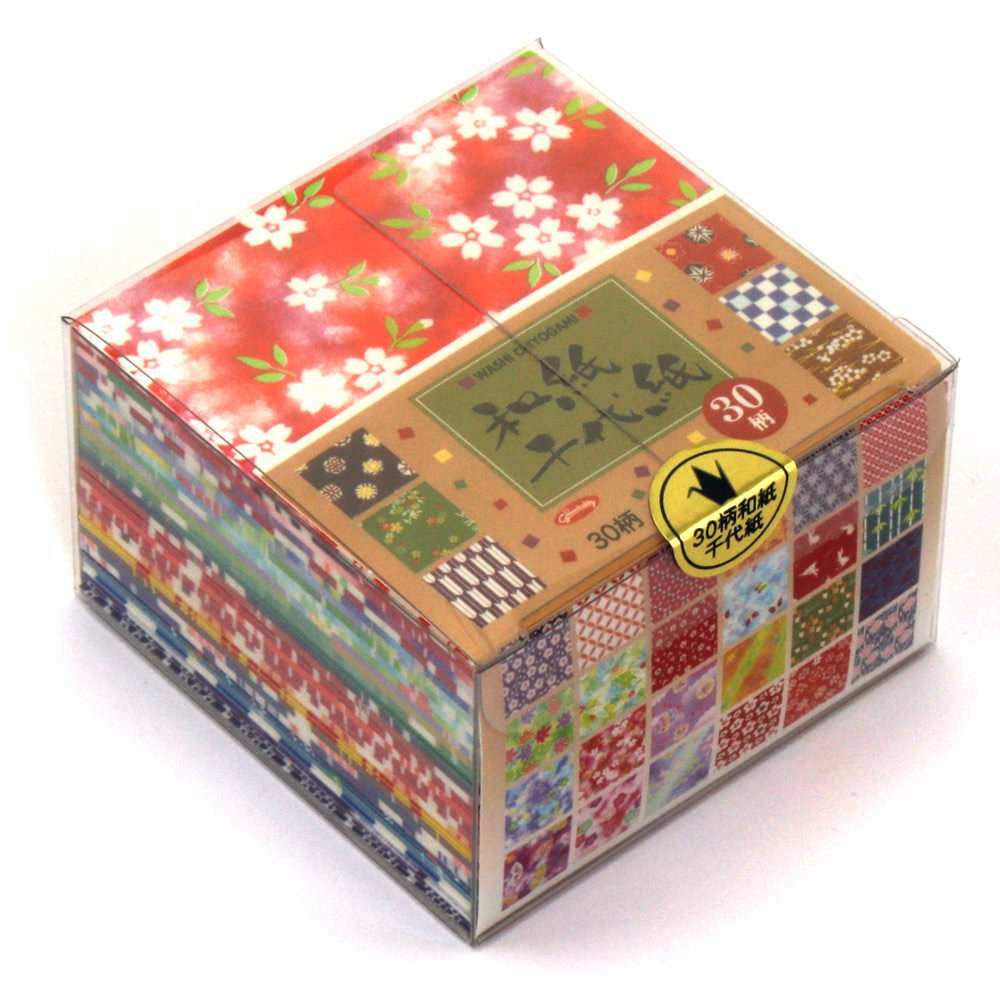 Coffret Papier Washi Chiyogami 360 Feuilles - 30 Motifs Assortis 7,5 cm