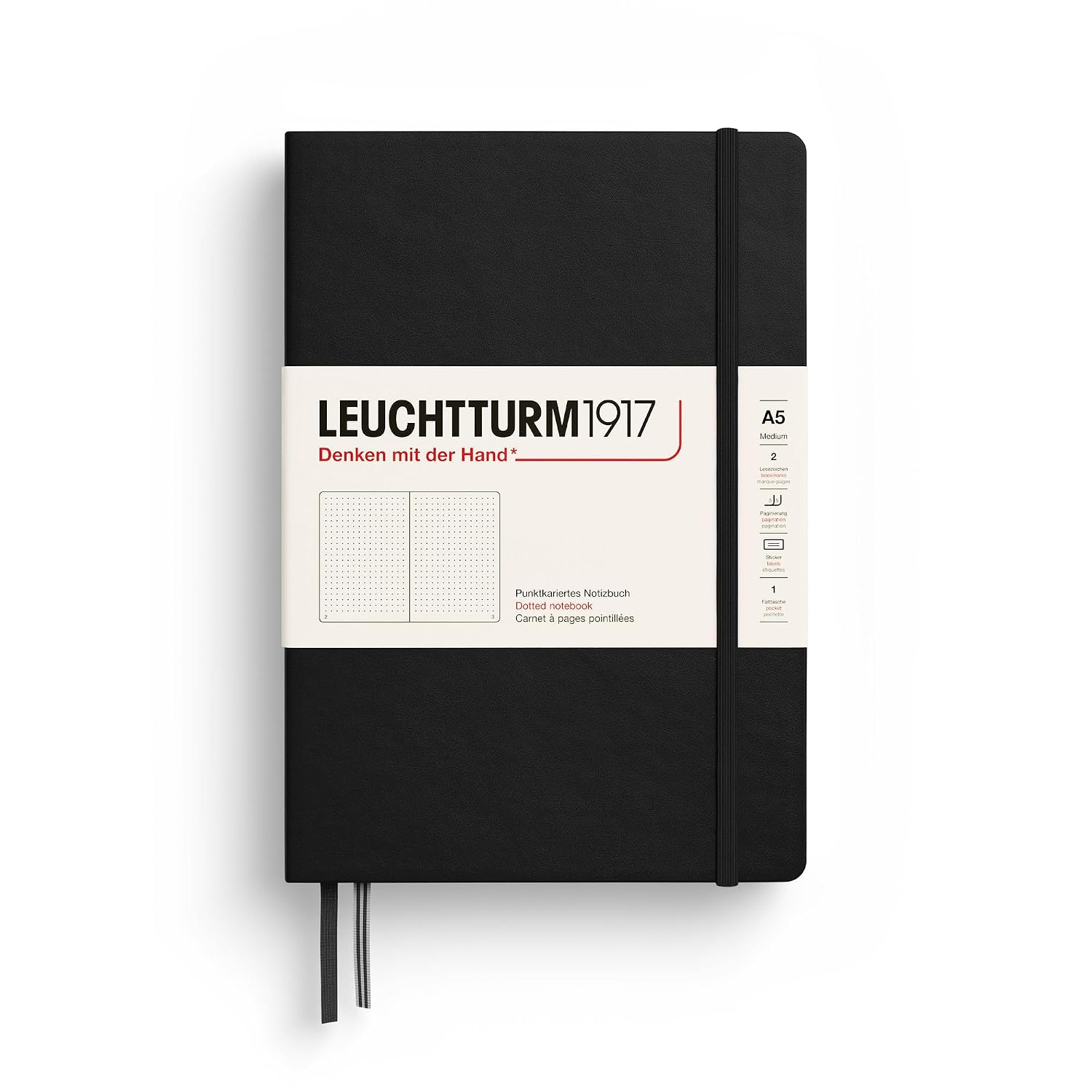 Carnet Leuchtturm1917 A5 pointillé 251 pages numérotées – Noir