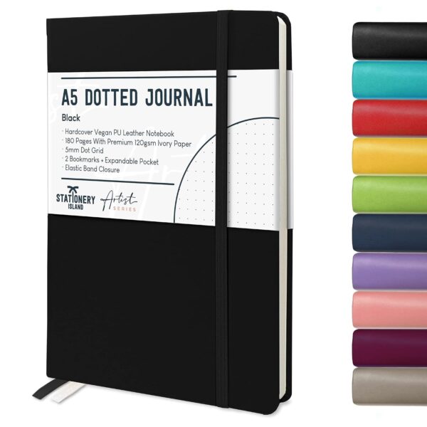 Stationery Island Carnet de Notes A5 Pointillé Turquoise – Bullet Journal Relié Cartonné, 180 Pages, Papier 120 g/m²