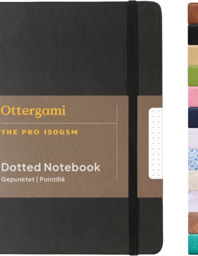 Ottergami Carnet A5 Pointillé - Couverture Rigide Cuir Vegan, 192 Pages