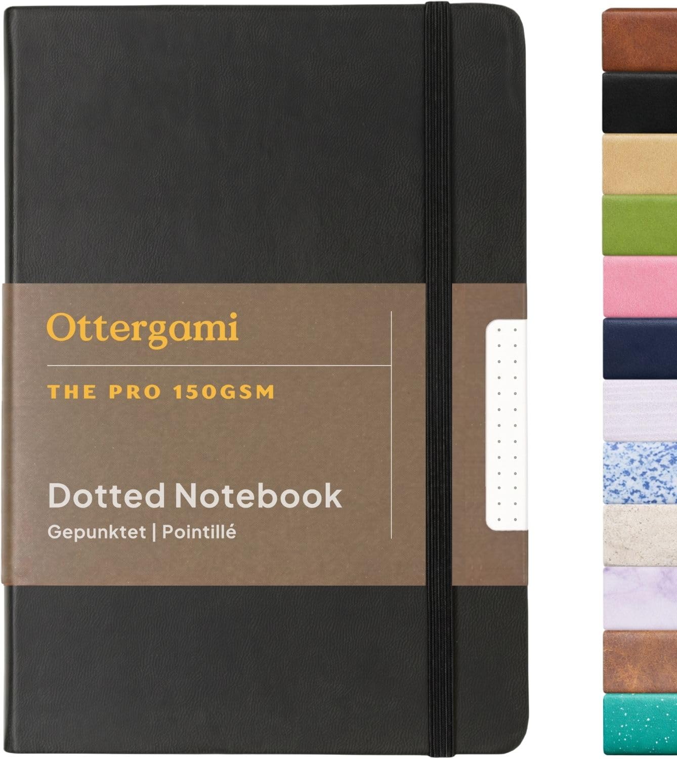 Ottergami Carnet A5 Pointillé - Couverture Rigide Cuir Vegan, 192 Pages