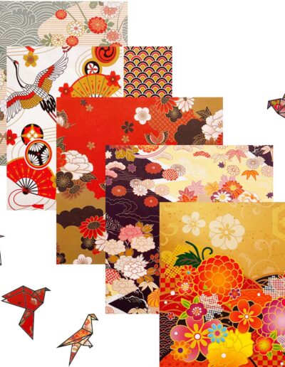 Papier origami japonais 50 feuilles motifs variés