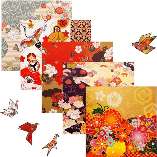 Papier origami japonais 50 feuilles motifs variés