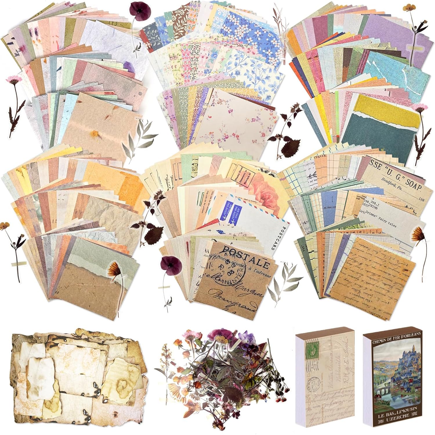 Frizlryem Kit Scrapbooking Vintage 565 Pièces - Papier Décoratif, Autocollants & Washi