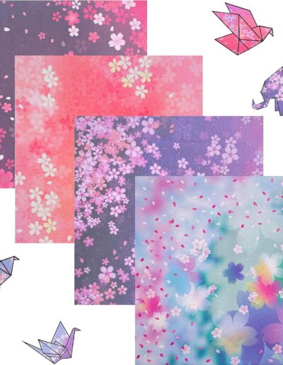 Papier Origami Japonais Fleurs de Cerisier - 60 Feuilles Recto-Verso 15x15 cm