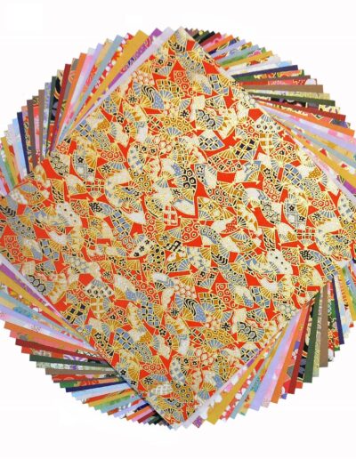 Papier Washi Yuzen Heiyemon pour origami - Assortiment 80 feuilles japonaises 15 x 15 cm