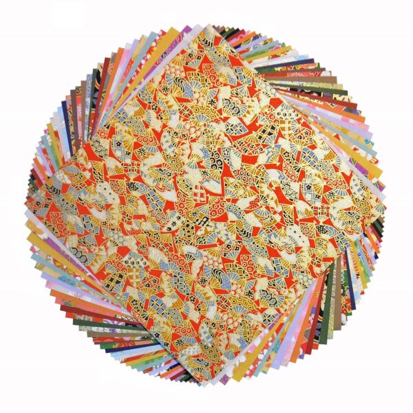 Papier Washi Yuzen Heiyemon pour origami - Assortiment 80 feuilles japonaises 15 x 15 cm
