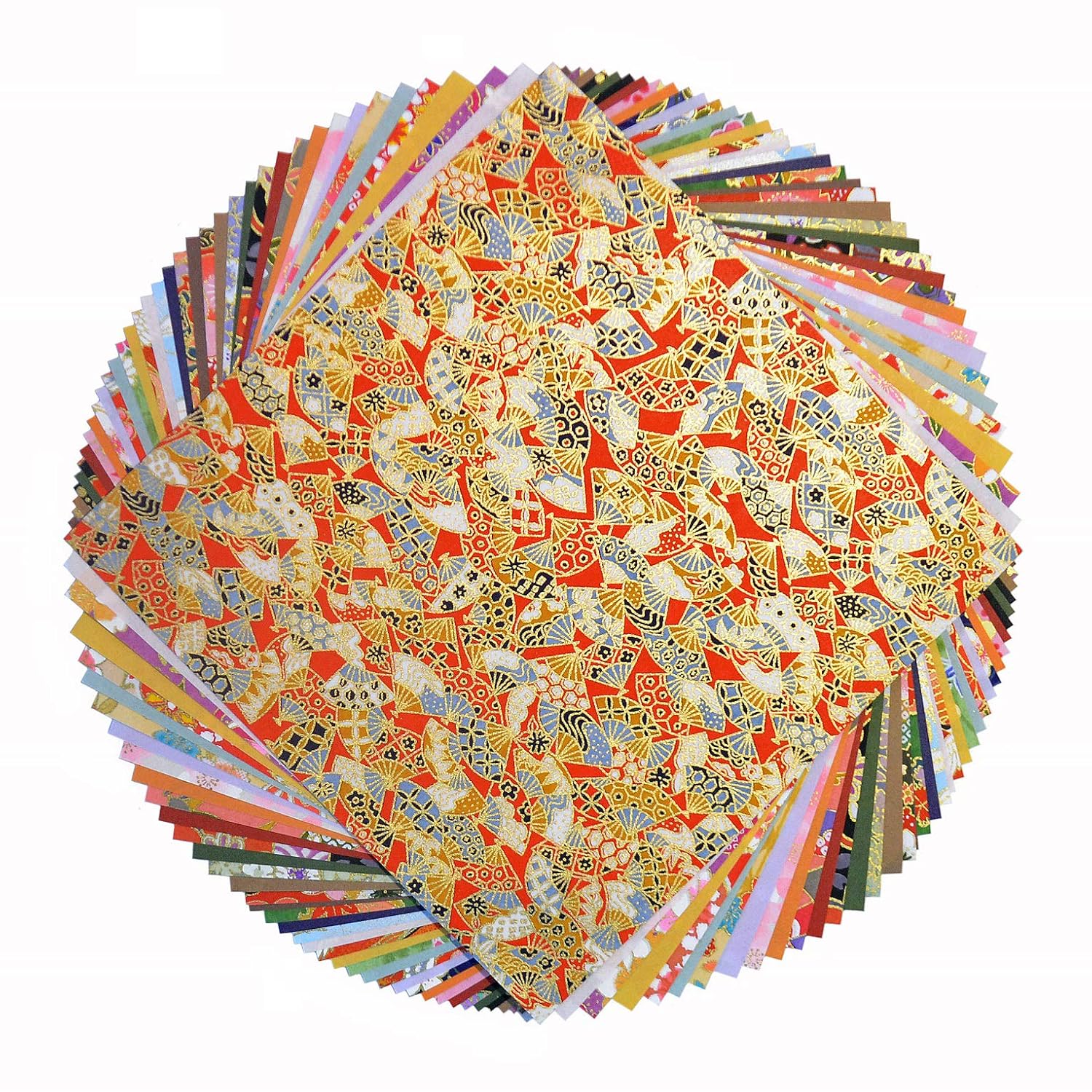 Papier Washi Yuzen Heiyemon pour origami - Assortiment 80 feuilles japonaises 15 x 15 cm