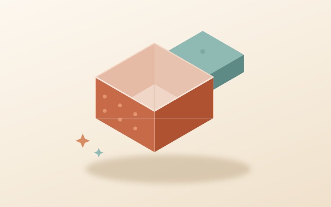 Boîte en origami masu carrée en papier corail avec son couvercle, illustration
