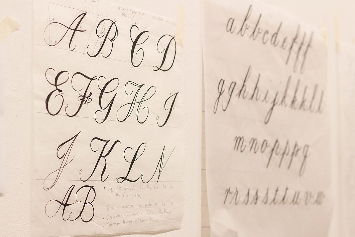Feuille d'entrainement de fausse calligraphie avec pleins et delies