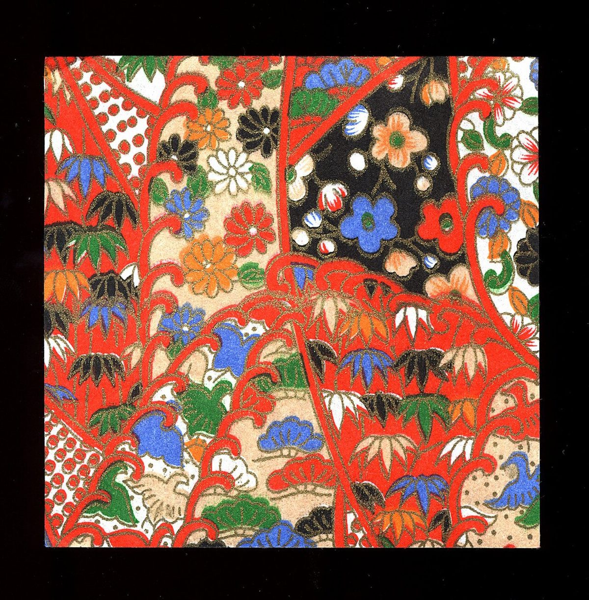 Papier chiyogami à motifs japonais traditionnels colorés