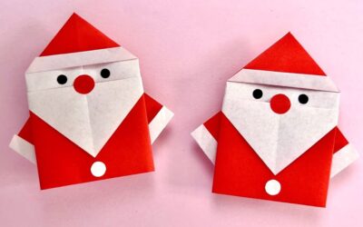 Père Noël en papier : 2 méthodes faciles pas à pas (tête en origami dès 5 ans et Père Noël cône qui tient debout)
